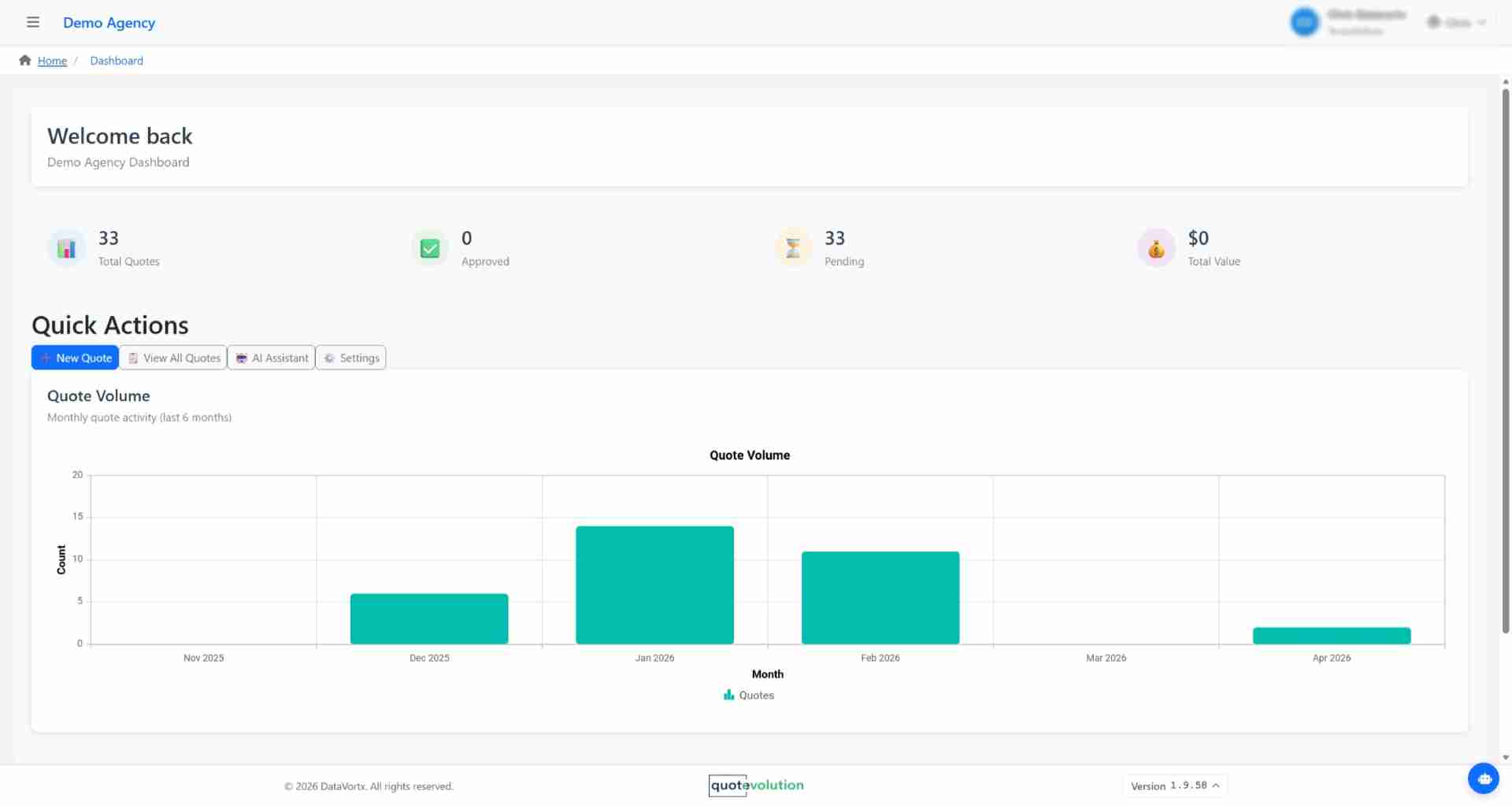 Quotevolution dashboard preview